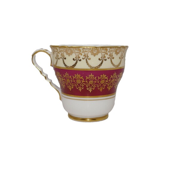 Royal Stafford Bone China Made in England Tea Cup Red with Gold Design - Picture 1 of 8
